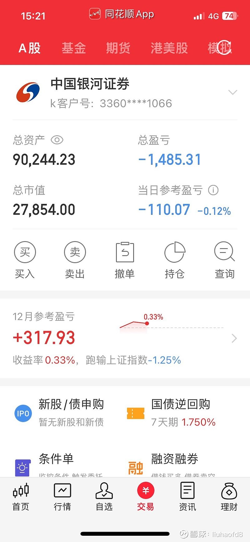 中证转债指数午盘收跌0.44%